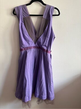 Hussein Chalayan purple mini dress with sheer panel and tulle hem